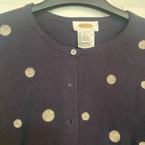 Talbots Polka Dot Button front Cardigan